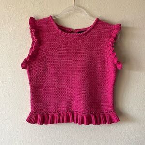 Marc New York Knit Ruffle Pink Sweater Tank Top